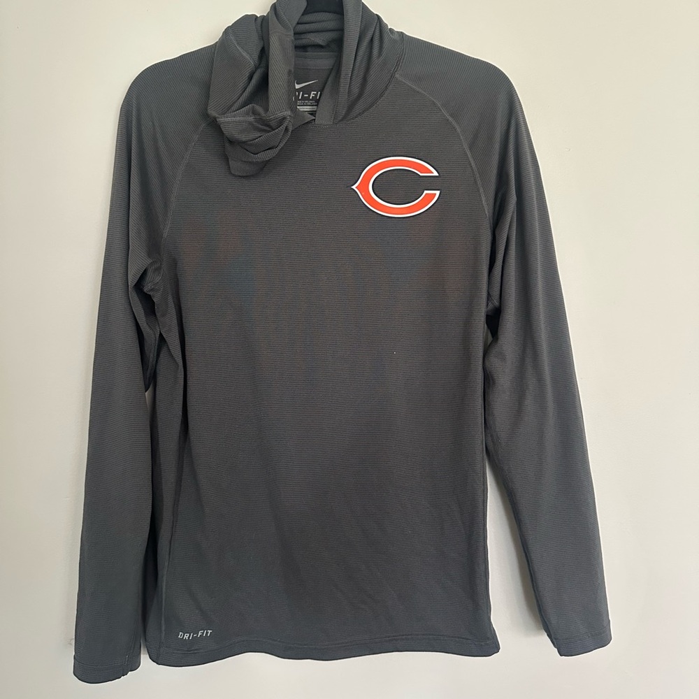 Nike Dri-Fit Chicago Bears Hooded Long Sleeve Shirt Men’s Small EUC